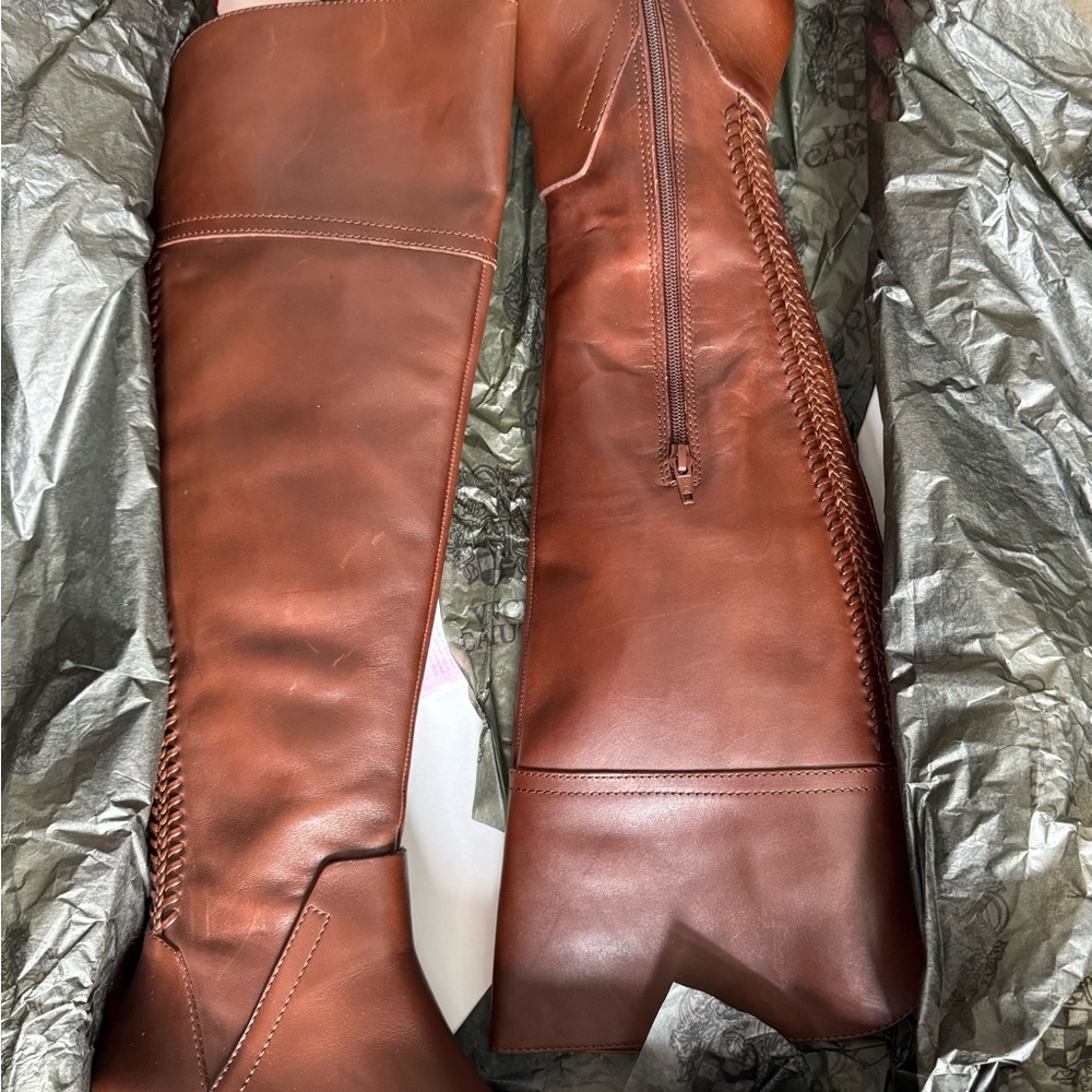 Vince Camuto Over the Knee Brown Leather Boots size 7